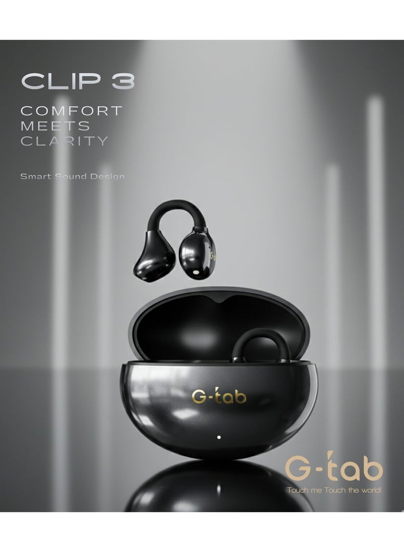 G-Tab CLIP3 Bluetooth Earbuds, Wireless Earphones, Open-Ear Clip TWS Earbuds with C-Bridge Design, ENC Noise Cancelling Mic, Touch Control, Long Battery Life, Type-C Charging, Compatible with iPhone & Android - Image 4